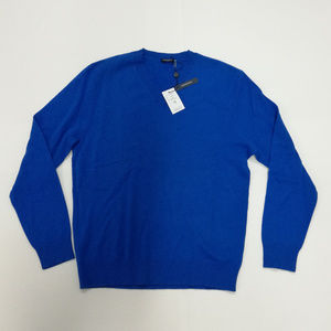 Magaschoni Cashmere Men V-Neck Sweater Beau Blue M